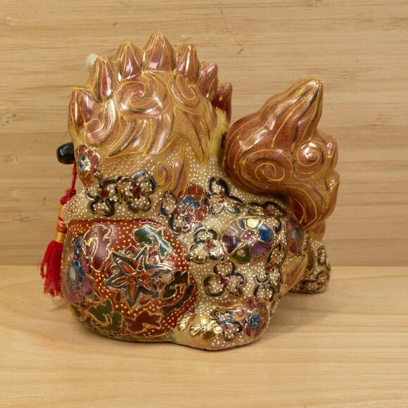Porcelain Satsuma Foo Dog / Guardian Lion Figurine / Hand-Painted / Vintage - Picture 6 of 9